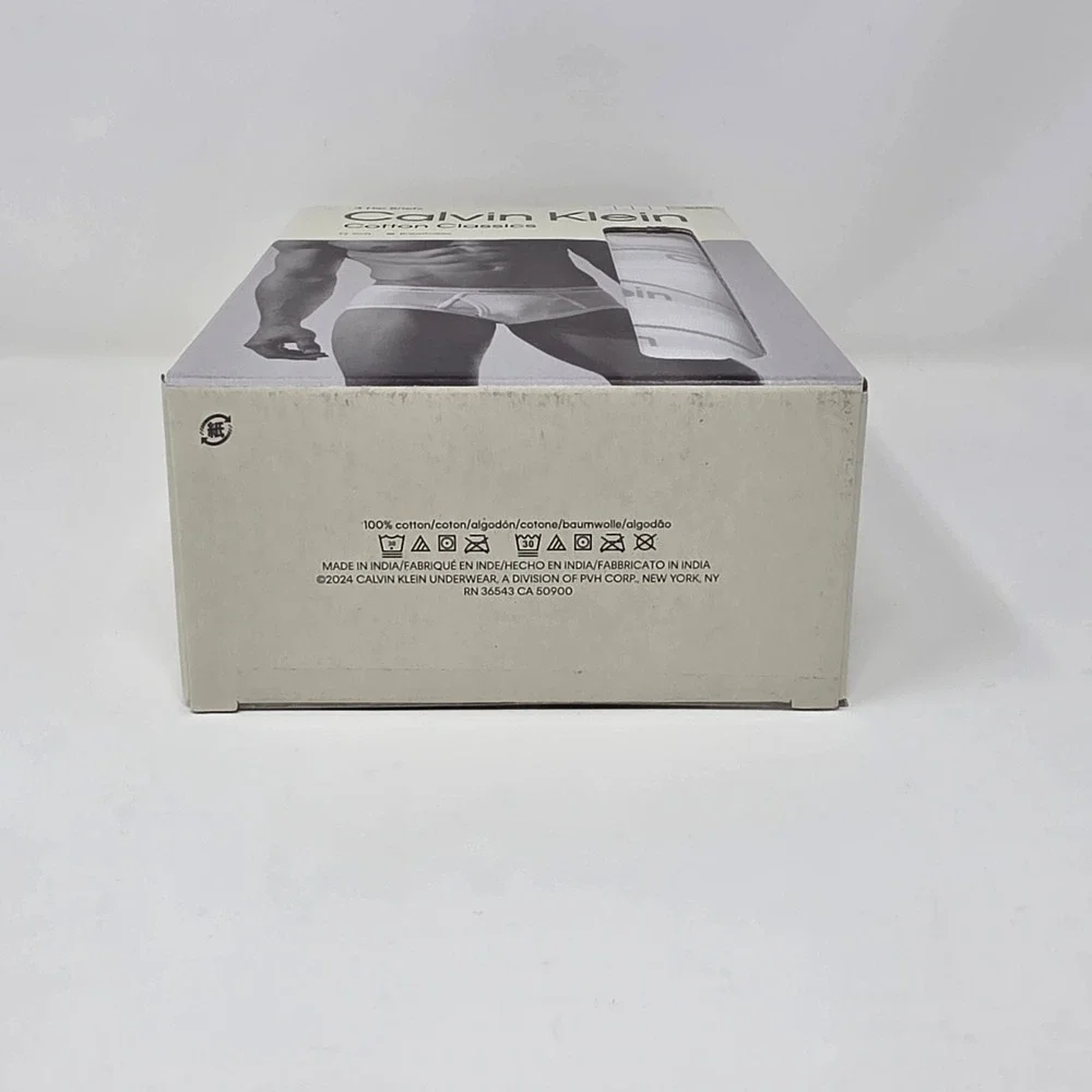 Calvin Klein Cotton Classics Hip Briefs Mens Size XL White 4-Pack NP2172F